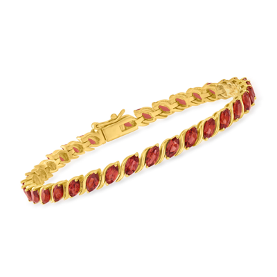 Ross-simons Garnet Tennis Bracelet In 18kt Gold Over Sterling In Red