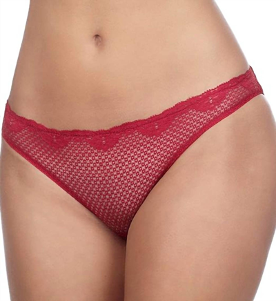 Timpa Lingerie Duet Lace Low Rise Thong In Chinese Red In Multi