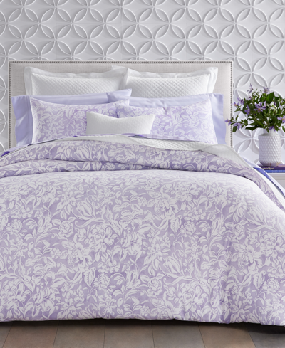 Charter Club Damask Designs Damask Floral Comforter Set, Full/queen, Created For Macy's In Purple
