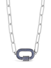 STERLING FOREVER PAVE CZ CARABINER LINKED LOCK NECKLACE