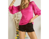 ADORA LACE SLEEVE TOP IN PINK