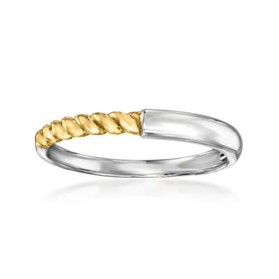 Rs Pure By Ross-simons Sterling Silver And 14kt Yellow Gold Twisted Ring