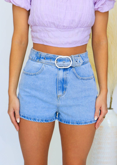 Le Lis Best For Me Shorts In Blue Denim