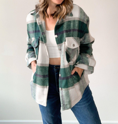 Miss Sparkling Shackin' Up Plaid Shacket In Green