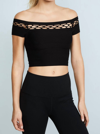 PHAT BUDDHA WOMEN THE EL OFF THE SHOULDER CUT OUT CROP TOP IN CAVIAR