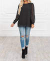 ZENANA ADALYN CHIFFON BLOUSE IN BLACK