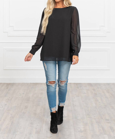 Zenana Adalyn Chiffon Blouse In Black