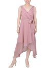 Shop Ny Collection Petites Womens Chiffon Polka Dot Fit & Flare Dress In Multi