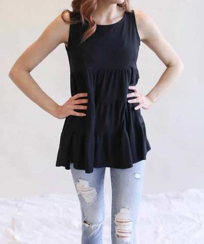 Zenana Flattering Sleeveless Tiered Ruffle Tunic In Black