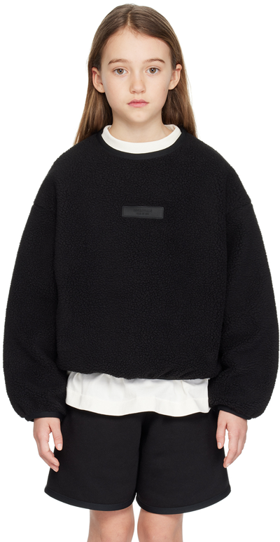 Essentials Kids Black Crewneck Sweatshirt In Jet Black