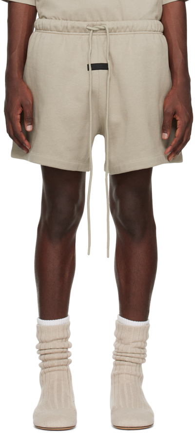 Essentials Gray Drawstring Shorts In Seal