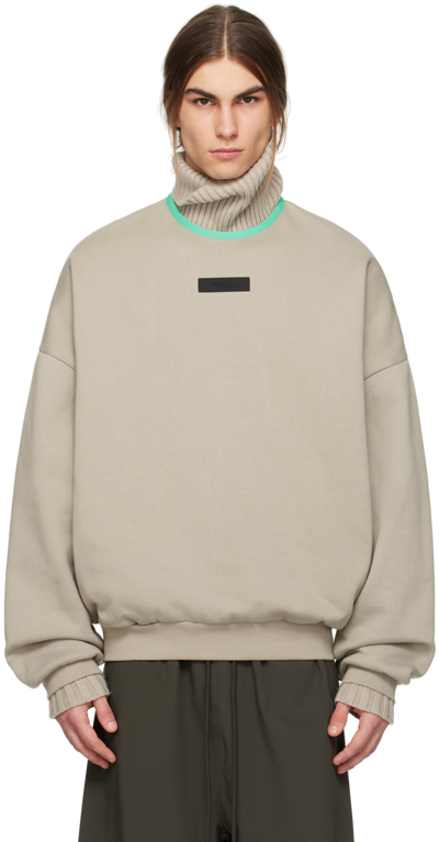 Essentials Grey Crewneck Sweatshirt In Seal