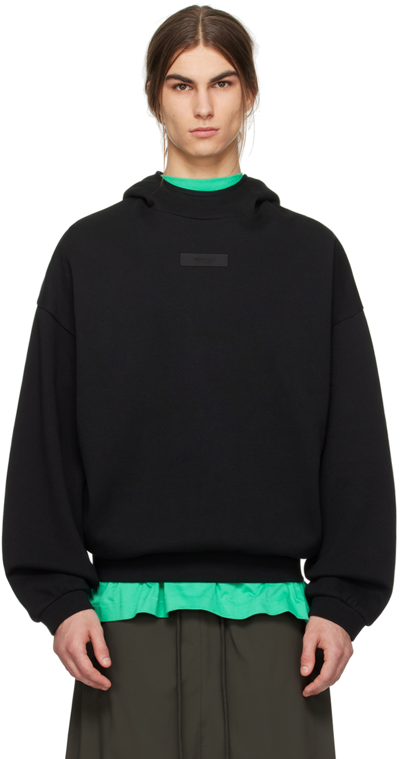 Essentials Black Patch Hoodie