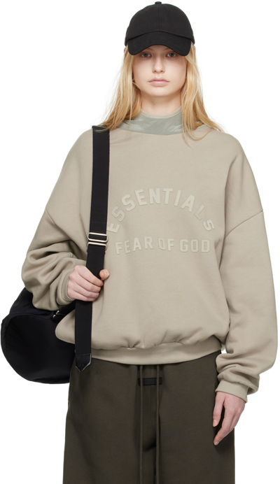 Essentials Grey Bonded Hoodie In Seal/ Seal