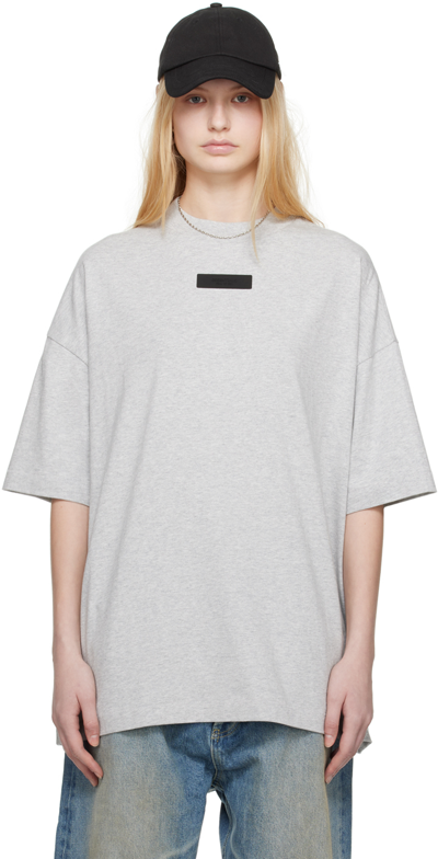 Essentials Gray Crewneck T-shirt In Light Heather Grey