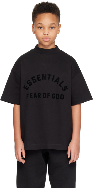 Essentials Kids Black Heavy T-shirt In Jet Black