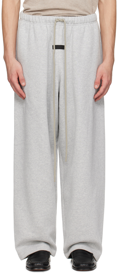 Essentials Gray Drawstring Lounge Pants In Light Heather Grey