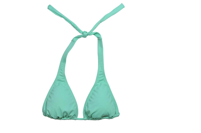 Pq Swim Pilyq Women Aqua Halter Tie Strap Triangle Cup Bikini Top Swimsuit In Blue