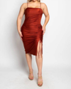 Bluebell Ruched Mini Dress In Rust In Multi