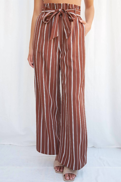 Fsl Apparel Striped Pants In Brown