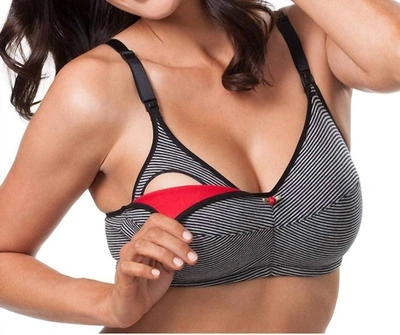 Leading Lady Casual Comfort Softcup Nursing Bra 2 Pack 4001 In Black Gray Stripe And Black In Multi