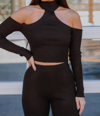 Le Lis Give Them The Cold Shoulder - Sweater Top In Dark Chocolate In Multi