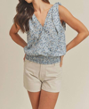 Aemi + Co Floral Tank Blouse In Sky In Blue