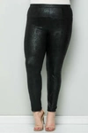 SEE AND BE SEEN FAUX SUEDE SNAKE SKIN PLUS LEGGINGS IN BLACK