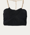 Endless Blu. Chain-embellished Halterneck Top In Black In Black