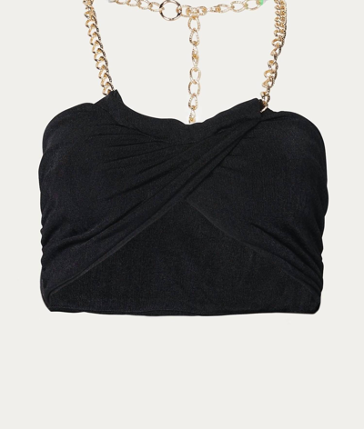 Endless Blu. Twisted Chain Crop Top In Black