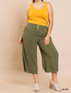 UMGEE PLUS WIDE LEG CROPPED PANT IN OLIVE