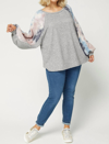 Entro Tie Dye Puffy Sleeve Top Plus In Charcoal In Pink