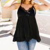 Mittoshop Satin & Lace Babydoll Cami In Black In Black