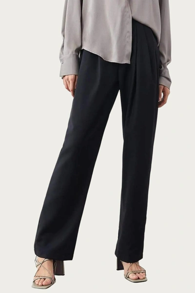 J.ing Whitley Pleated Twill Wide-leg Pants In Black