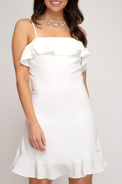 She + Sky Classic Mini Dress In White