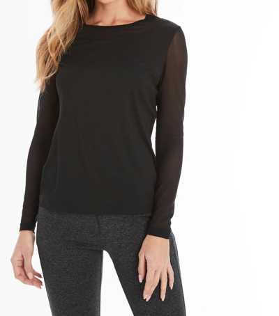 Anatomie Kim Mesh-sleeve Top In Black