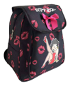 Betty Boop Women's Microfiber Large Backpack In Black With Leg Up & Lips In Black