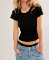 Free People Lux Life Baby Tee In Black In Black