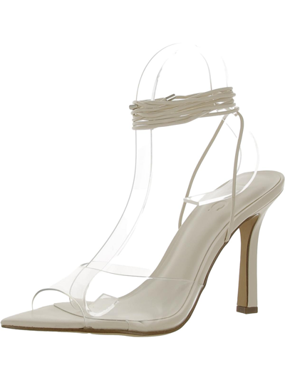 Inc Jesippa Womens Faux Leather Ankle Wrap Heels In White