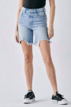 CELLO CELLO FRAYED BERMUDA SHORTS IN LIGHT DENIM