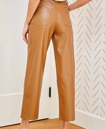 Miss Love Leather Pant In Toffee In Brown