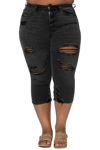 Judy Blue Destroyed Skinny Capri In Black In Black