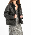 MOLLY BRACKEN VEGAN LEATHER QUILTED HOODED JACKET IN BLACK