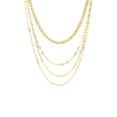 Marlyn Schiff Four Strand Link Necklace In Gold