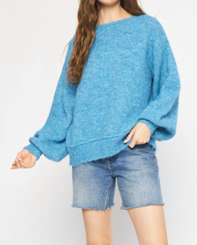 Entro Still The One Oversized Bubble Sleeve Sweater In Blue