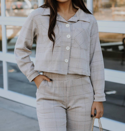 If She Loves Be Confident Plaid Set - Jacket In Neutral In Beige