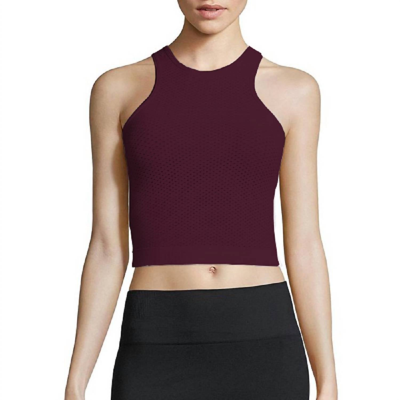 Phat Buddha Women Racerback Bodycon Crop Top In Burgundy In Red