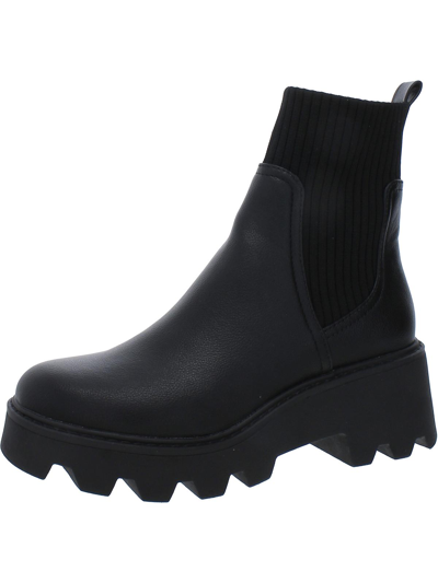 Dolce Vita Villa Womens Faux Leather Block Heel Mid-calf Boots In Black