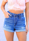 CELLO SECOND CHANCE DENIM SHORTS IN BLUE