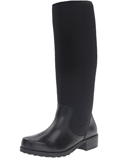 Softwalk Biloxi Womens Leather Stacked Heel Knee-high Boots In Black